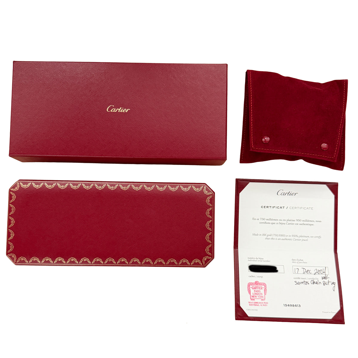 Cartier White Gold  Medium Model Santos Bracelet box