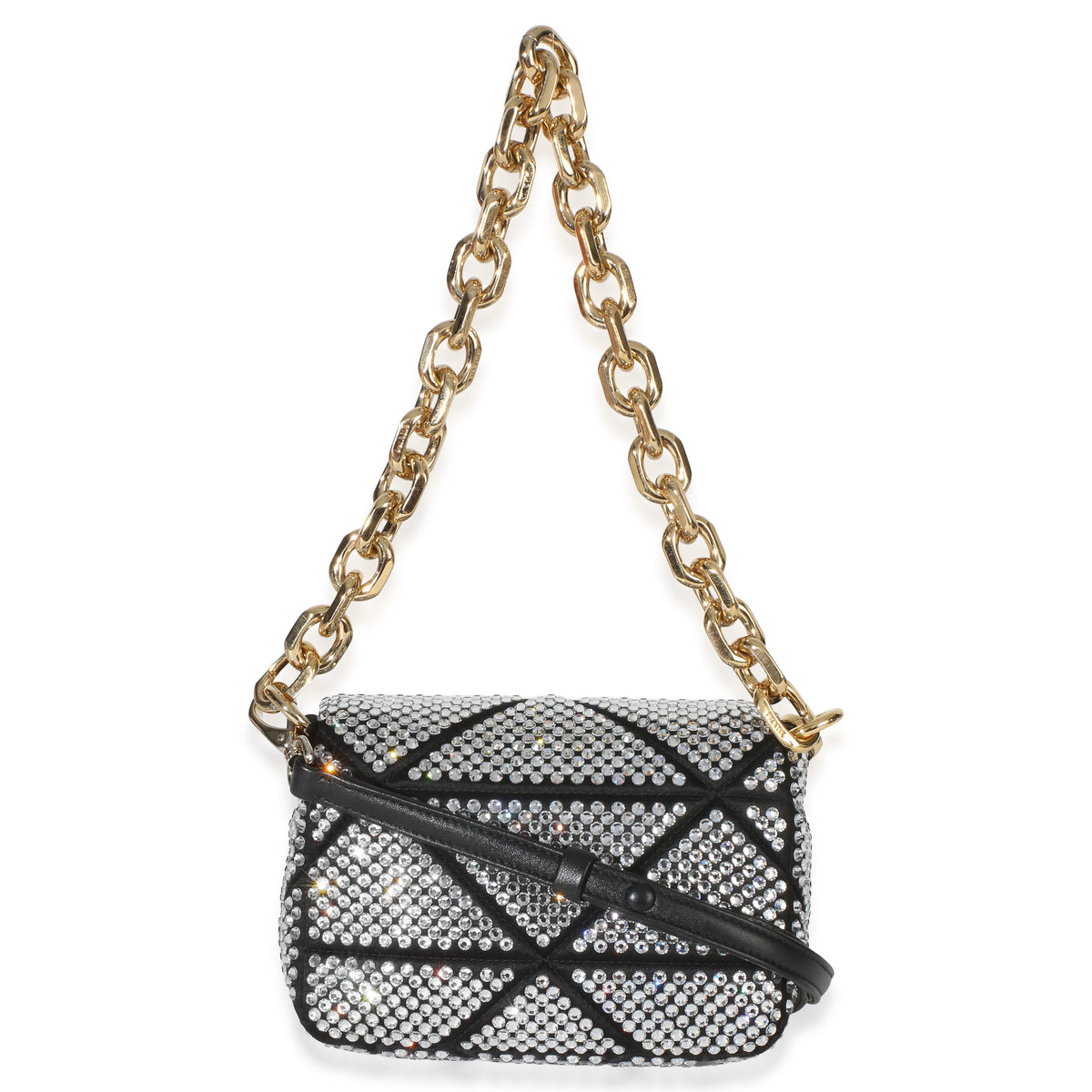 Prada Black Satin Crystal Mini Chain Shoulder Bag Handbag 4