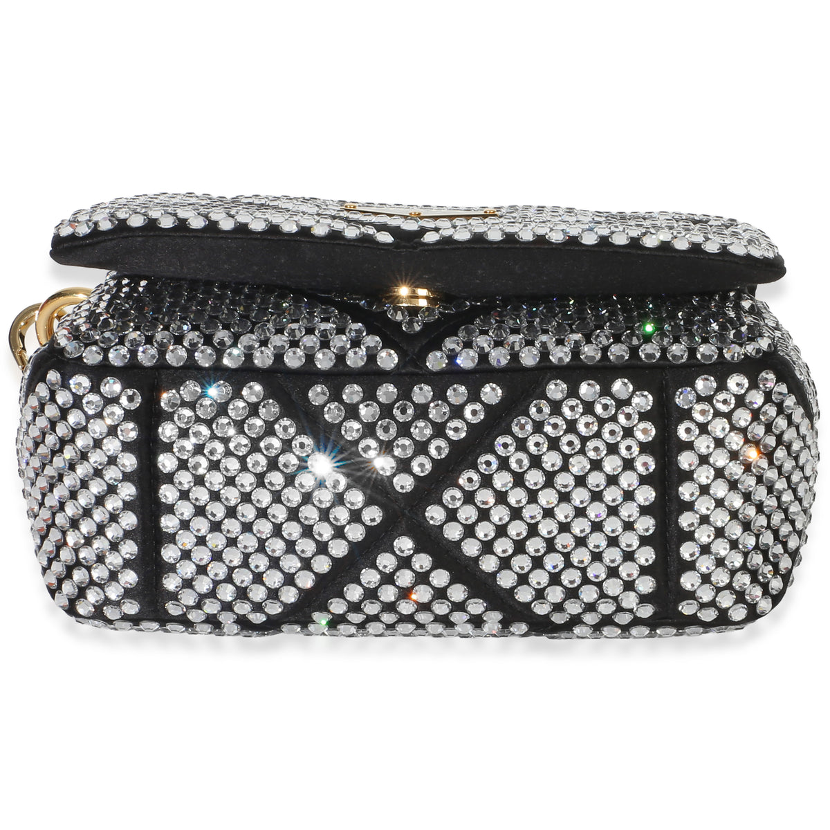 Prada Black Satin Crystal Mini Chain Shoulder Bag Handbag 5