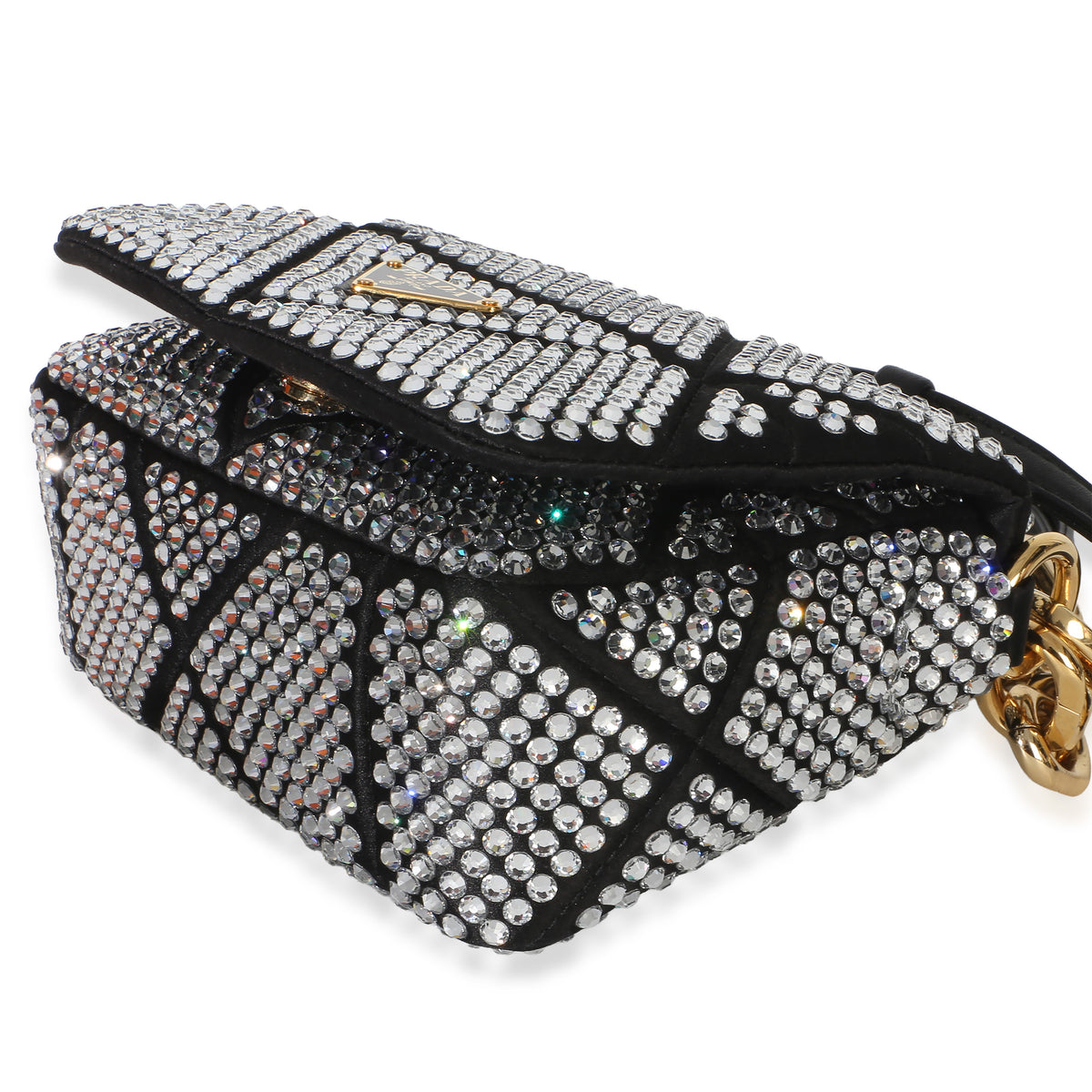 Prada Black Satin Crystal Mini Chain Shoulder Bag Handbag 6