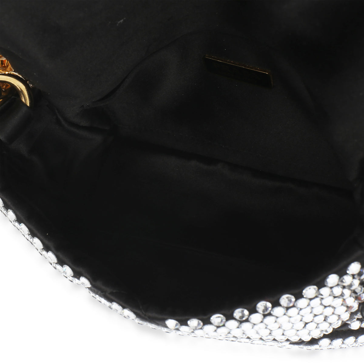Prada Black Satin Crystal Mini Chain Shoulder Bag Handbag 8