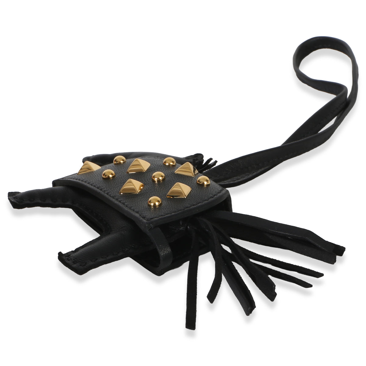 Hermès Black Milo Lambskin Studded Grigri Rodeo Robeo Rock Charm PM 6