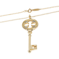 Tiffany & Co. Yellow Gold Diamond Quatrefoil Key Pendant sv