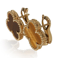 Van Cleef & Arpels Yellow Gold Tiger's Eye Vintage Alhambra Earrings sv