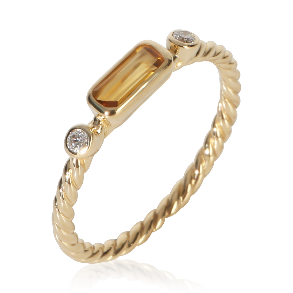David Yurman Yellow Gold Citrine and Diamond Novella Ring bv