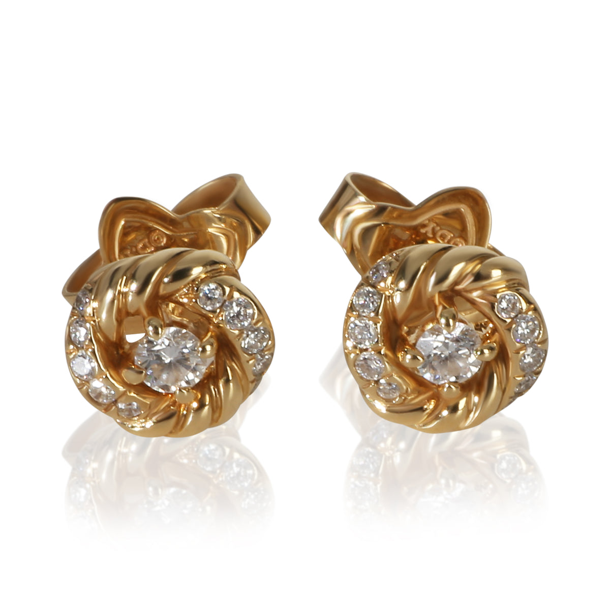 David Yurman Yellow Gold Diamond Petite Infinity Stud Earrings fv