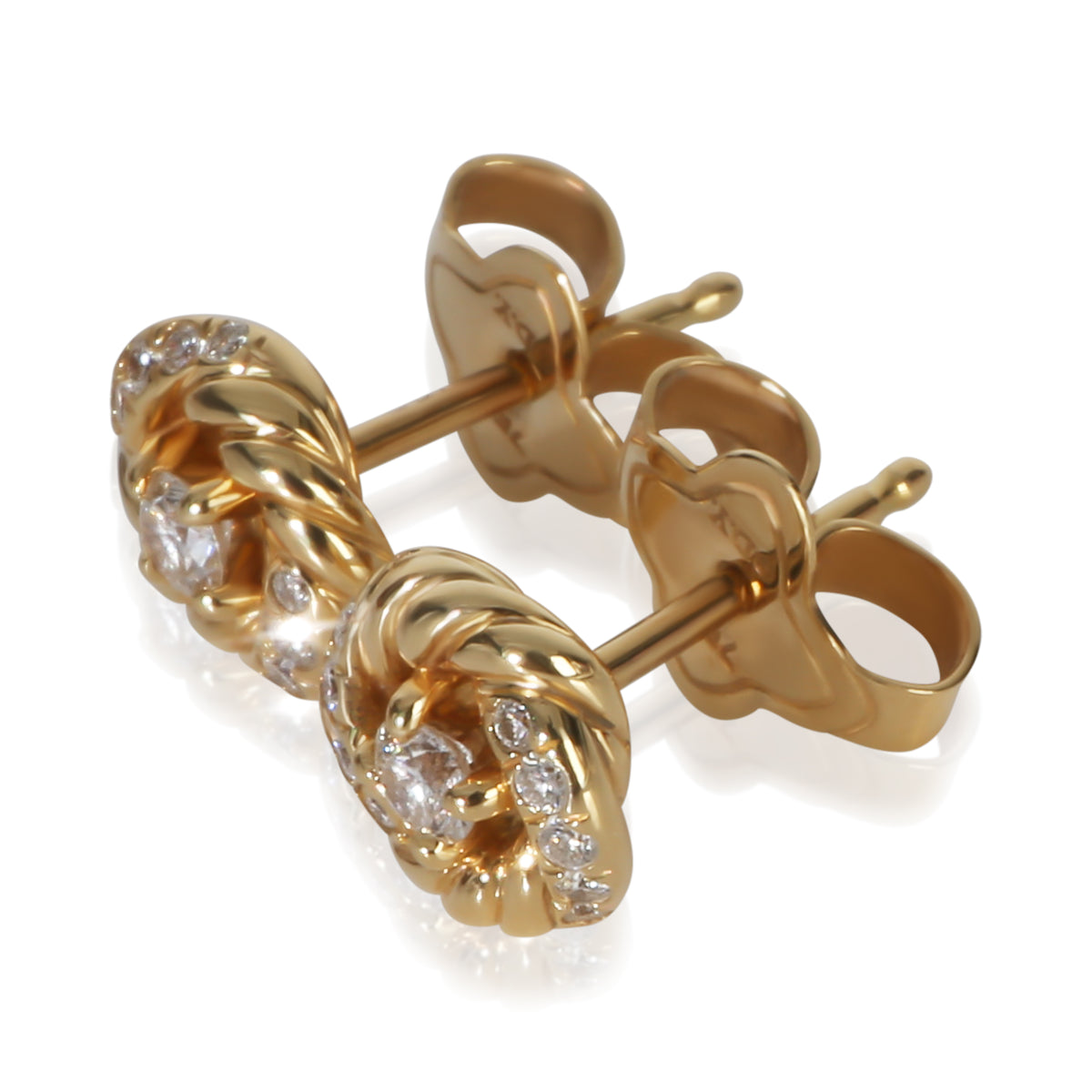 David Yurman Yellow Gold Diamond Petite Infinity Stud Earrings sv