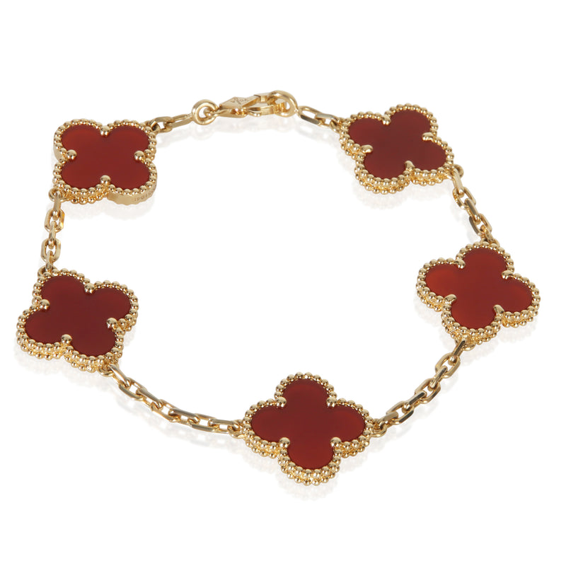 Van Cleef & Arpels Yellow Gold Carnelian Vintage Alhambra Bracelet fv