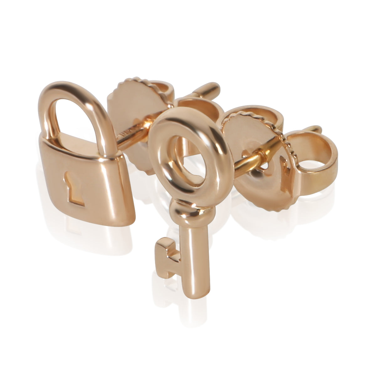 Tiffany & Co. Rose Gold  Mini Lock & Key Stud Earrings pv