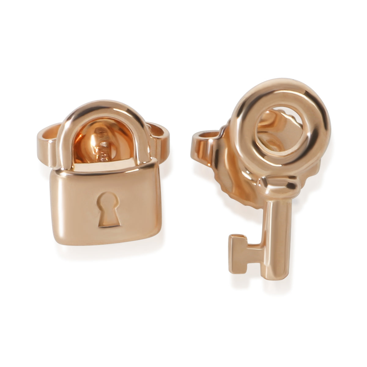 Tiffany & Co. Rose Gold  Mini Lock & Key Stud Earrings fv