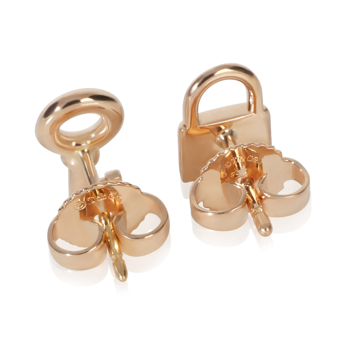 Tiffany & Co. Rose Gold  Mini Lock & Key Stud Earrings bv