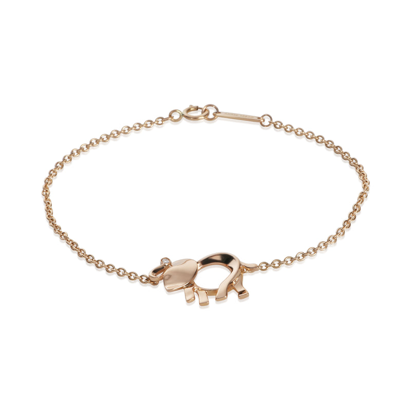 Tiffany & Co. Rose Gold Diamond Save The Wild Elephant Bracelet fv