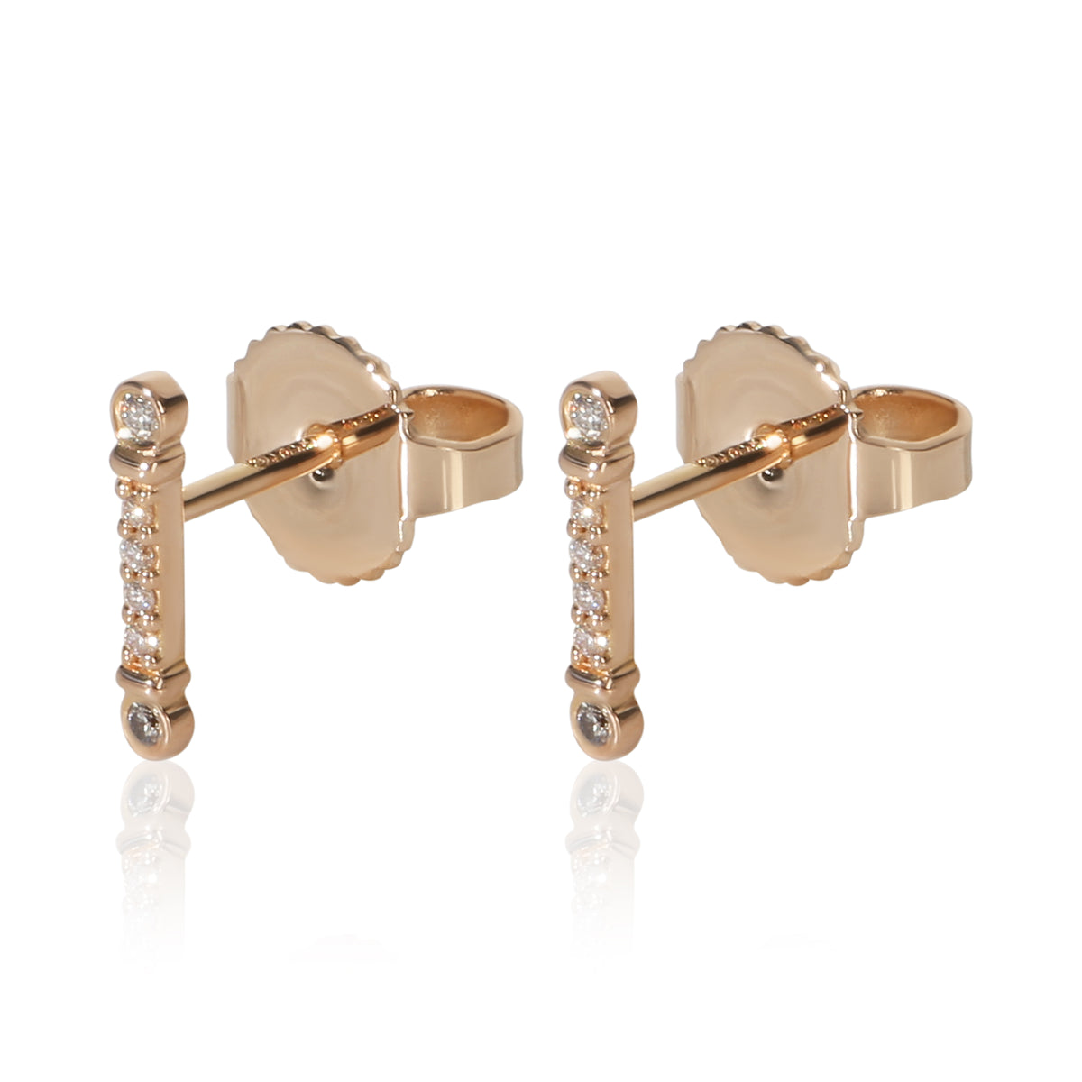 Tiffany & Co. Rose Gold Diamond Fluer De Lis Key Bar Earrings sv
