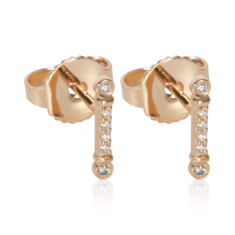 Tiffany & Co. Rose Gold Diamond Fluer De Lis Key Bar Earrings fv