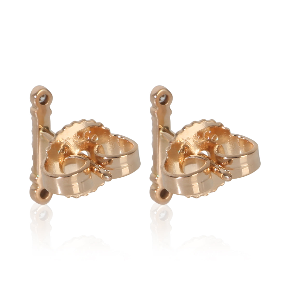 Tiffany & Co. Rose Gold Diamond Fluer De Lis Key Bar Earrings pv