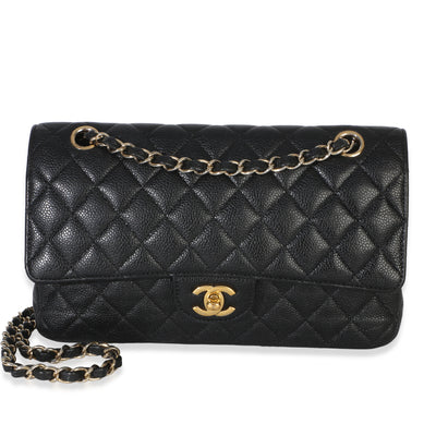 Chanel Black Quilted Caviar Medium Classic Flap Bag Handbag id