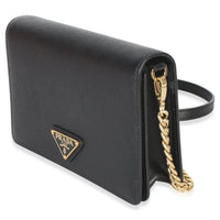 Prada Black Saffiano Triangle Logo Chain Flap Bag Handbag 2