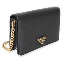Prada Black Saffiano Triangle Logo Chain Flap Bag Handbag 3