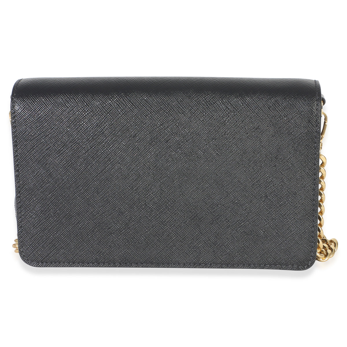 Prada Black Saffiano Triangle Logo Chain Flap Bag Handbag 4