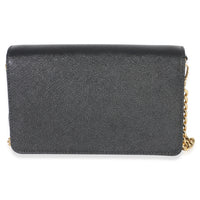 Prada Black Saffiano Triangle Logo Chain Flap Bag Handbag 4