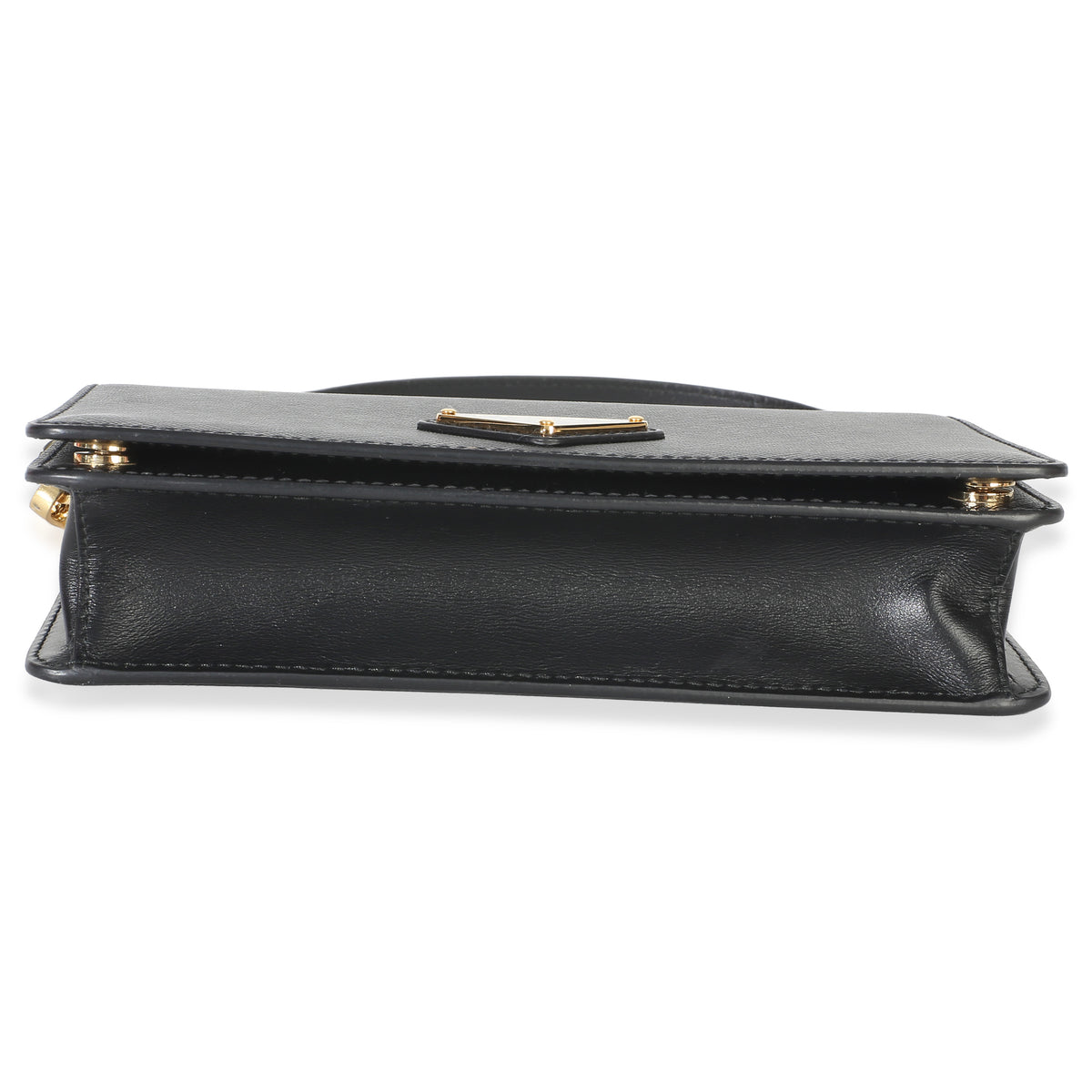 Prada Black Saffiano Triangle Logo Chain Flap Bag Handbag 5