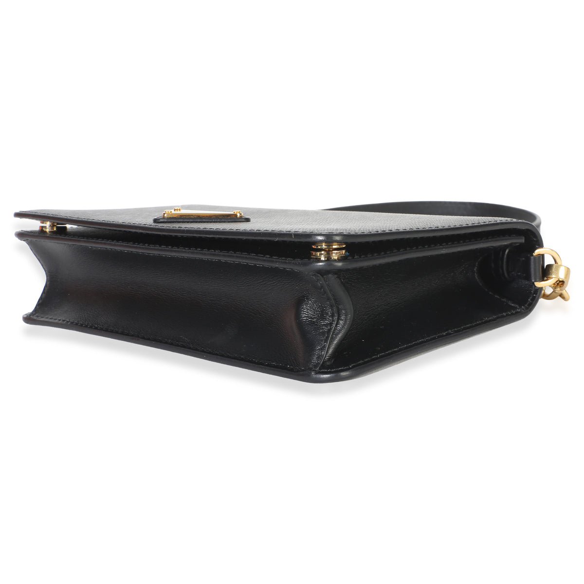 Prada Black Saffiano Triangle Logo Chain Flap Bag Handbag 6