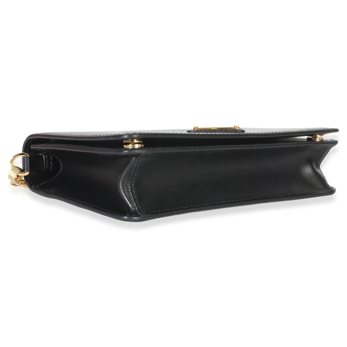 Prada Black Saffiano Triangle Logo Chain Flap Bag Handbag 7
