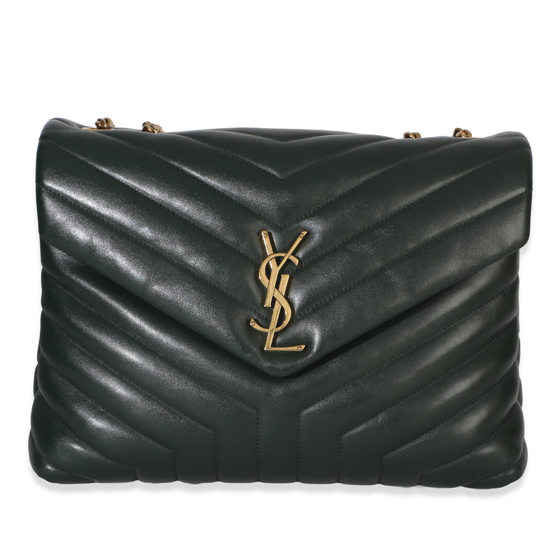 Saint Laurent Green Calfskin Y Quilted Monogram Medium Loulou Chain Handbag id