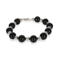 Tiffany & Co. Sterling Silver Onyx Vintage Bead Bracelet fv