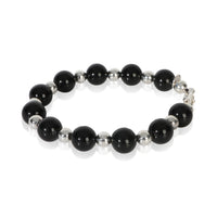 Tiffany & Co. Sterling Silver Onyx Vintage Bead Bracelet sv