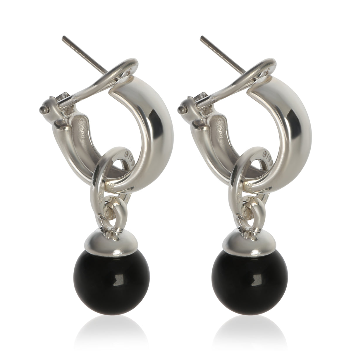 Tiffany & Co. Sterling Silver Onyx Vintage Onyx Drop Earrings sv