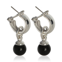 Tiffany & Co. Sterling Silver Onyx Vintage Onyx Drop Earrings sv