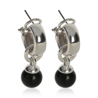 Tiffany & Co. Sterling Silver Onyx Vintage Onyx Drop Earrings fv