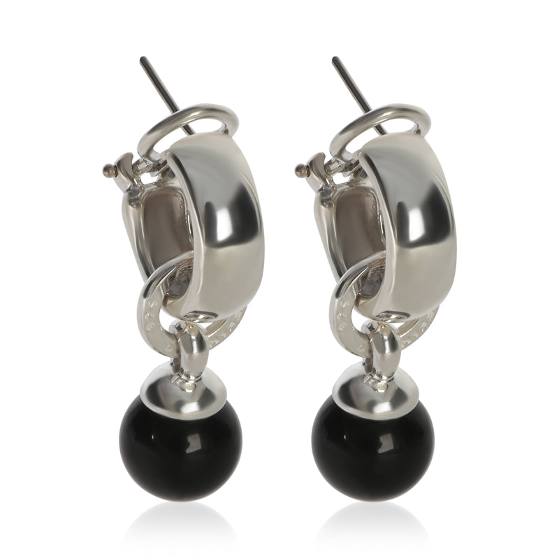 Tiffany & Co. Sterling Silver Onyx Vintage Onyx Drop Earrings fv