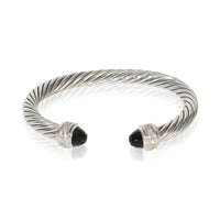 David Yurman Sterling Silver Onyx and Diamond Cable Classic Bracelet fv