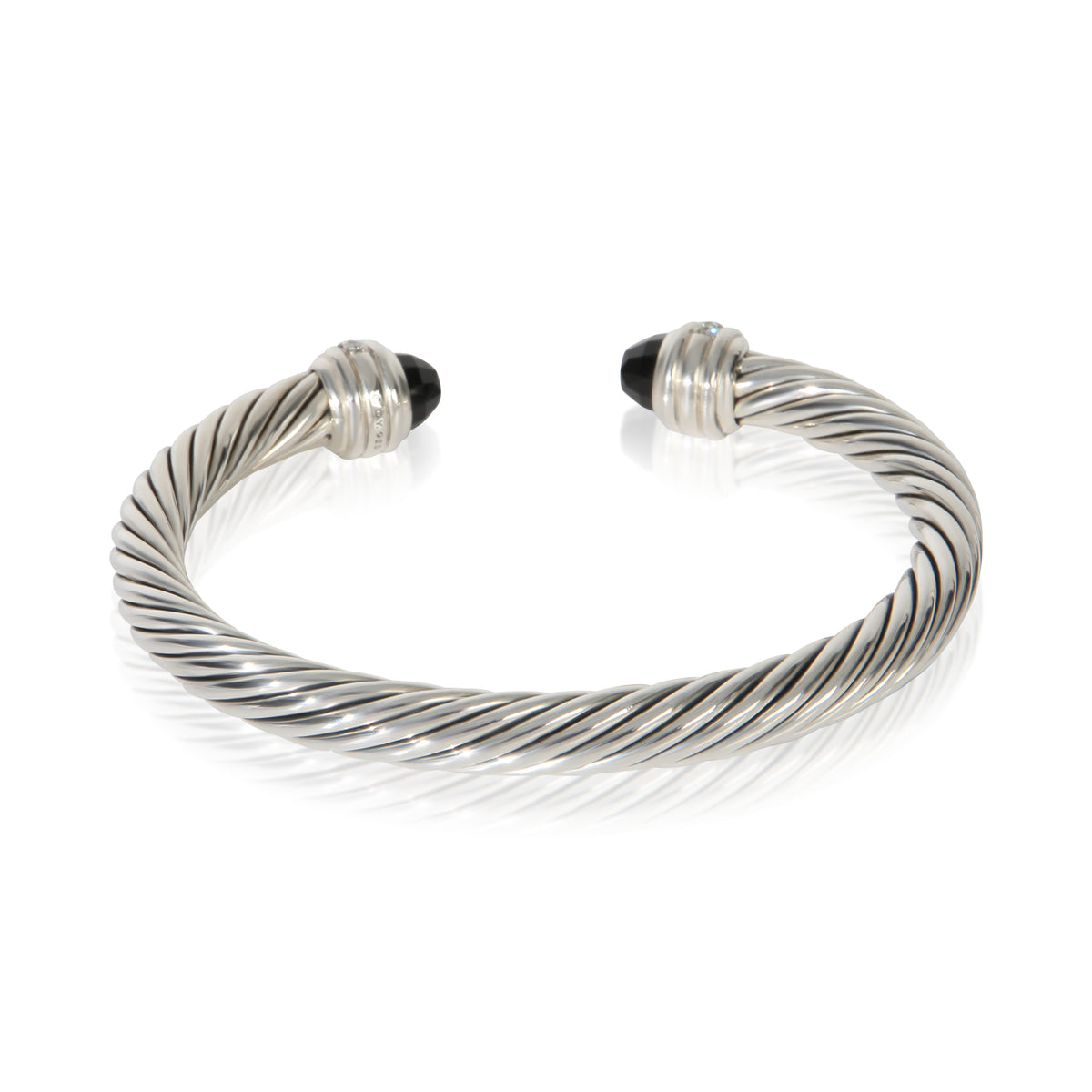 David Yurman Sterling Silver Onyx and Diamond Cable Classic Bracelet pv
