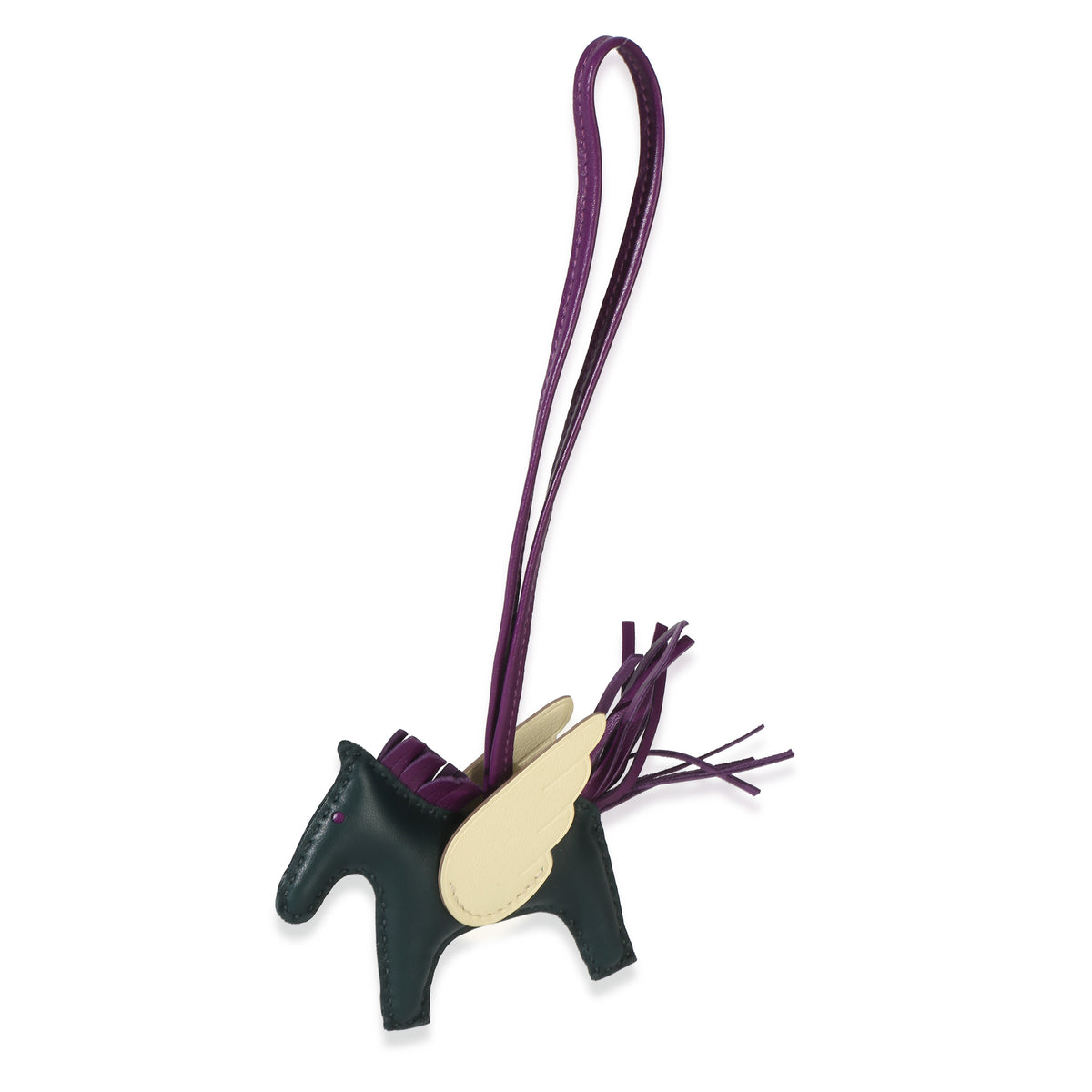 Hermès Vert Cypress Vert Fizz Violet Milo Lambskin Grigri Rodeo Pegase Charm PM fv