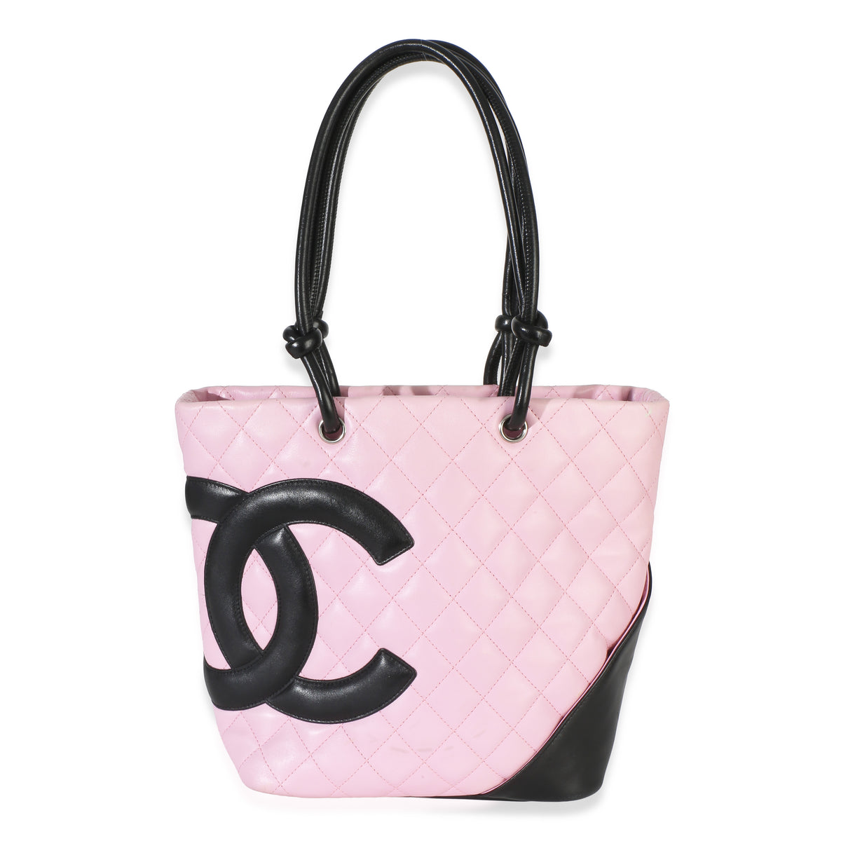 Chanel Pink Black Quilted Lambskin Medium Cambon Bucket Tote Handbag id
