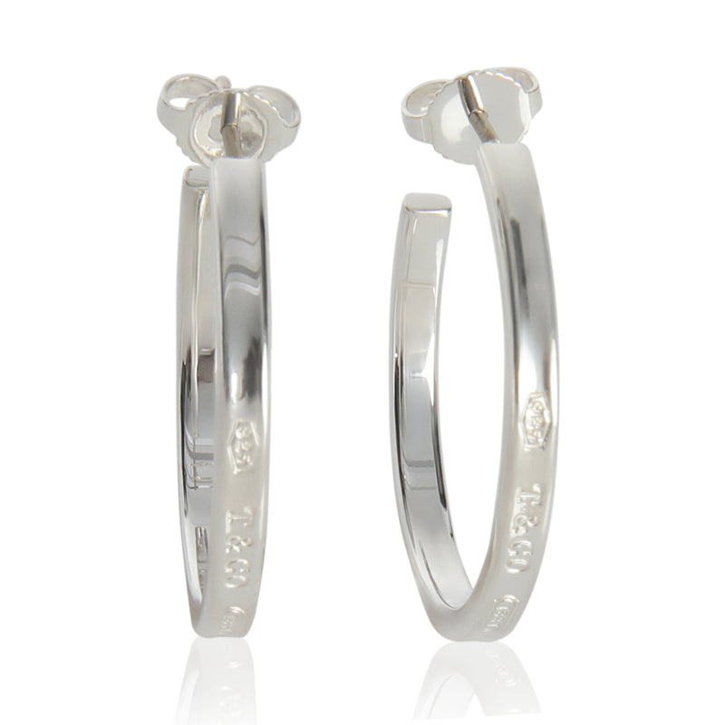 Tiffany & Co. Sterling Silver  1837 Medium Hoop Earrings