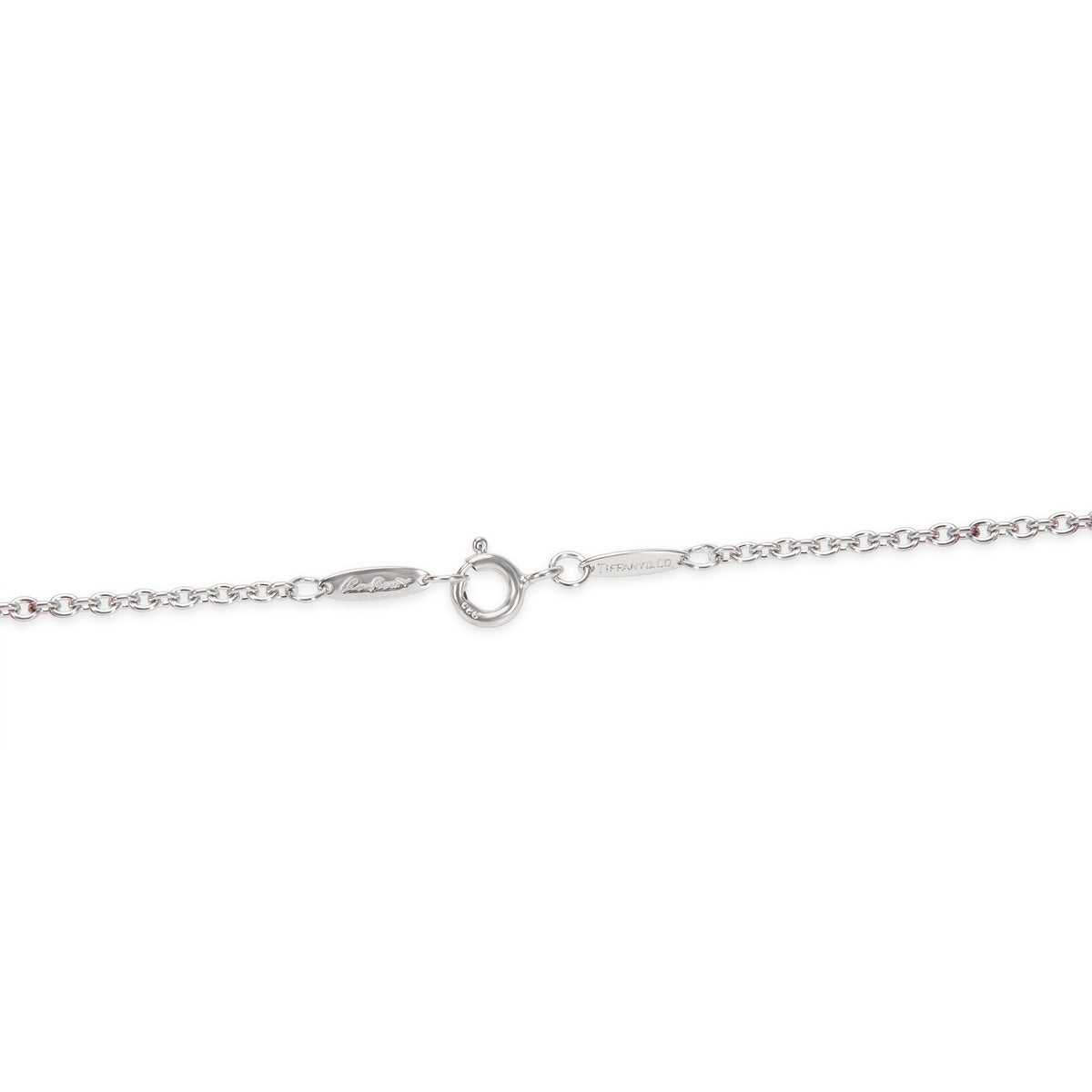 Tiffany & Co. Sterling Silver Pearl Elsa Peretti Open Heart Lariat Necklace clasp