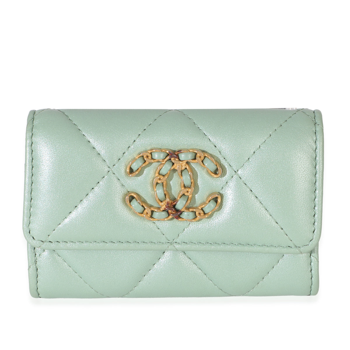 Chanel Iridescent Teal Quilted Lambskin  19 Flap Wallet Handbag id