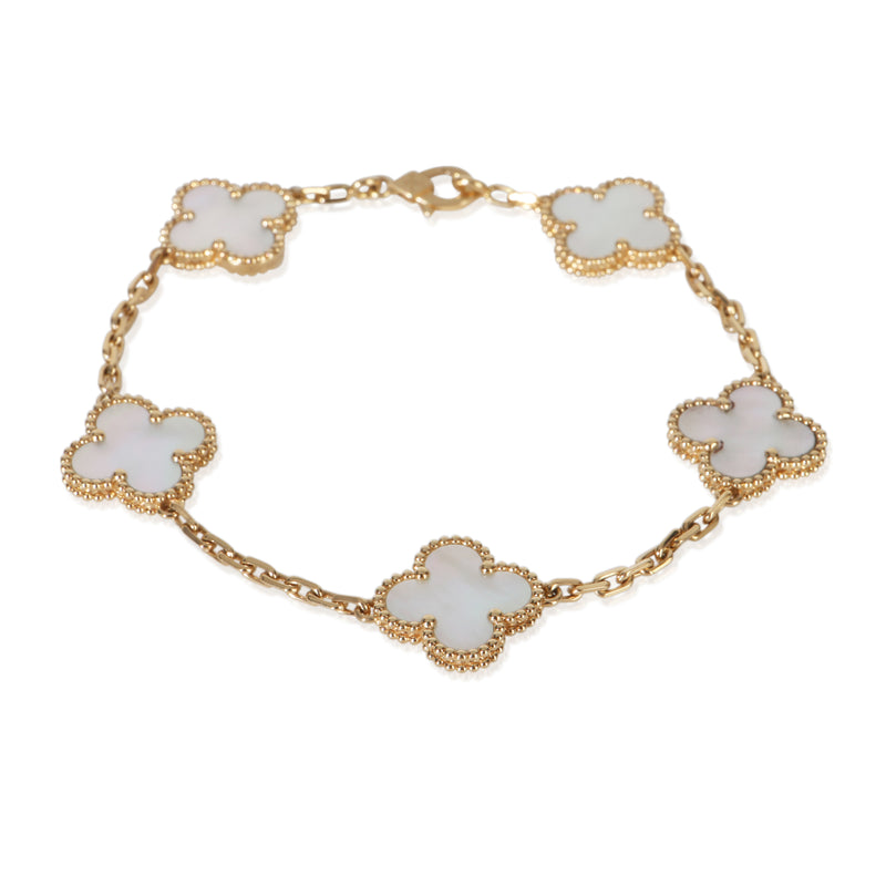 Van Cleef & Arpels Yellow Gold Mother Of Pearl Vintage Alhambra Bracelet fv
