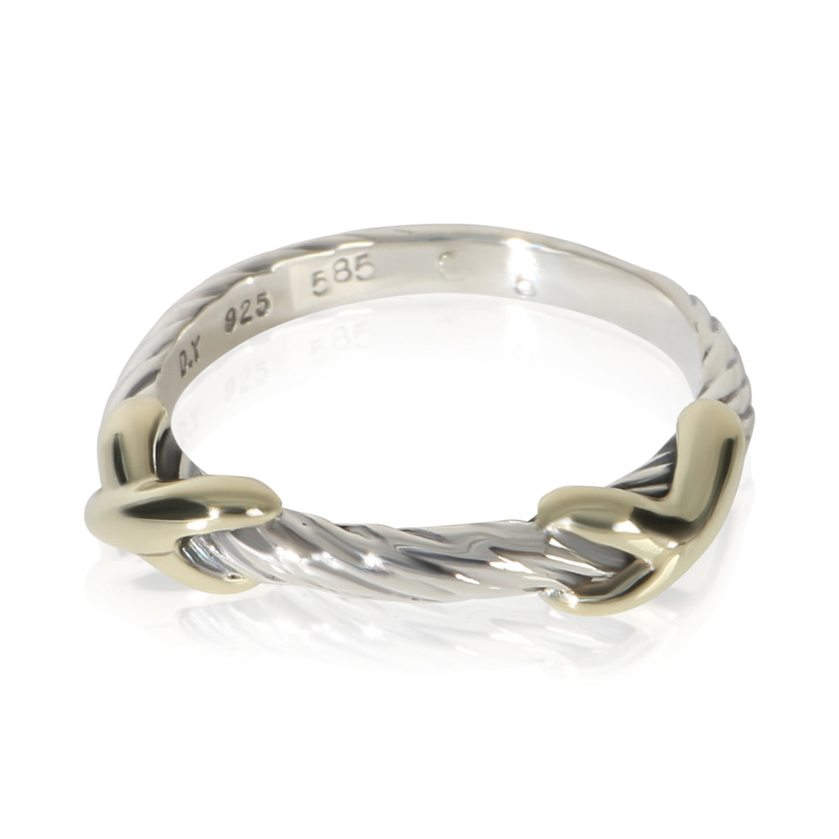 David Yurman Yellow Gold & Sterling Silver  Cable X Ring fv