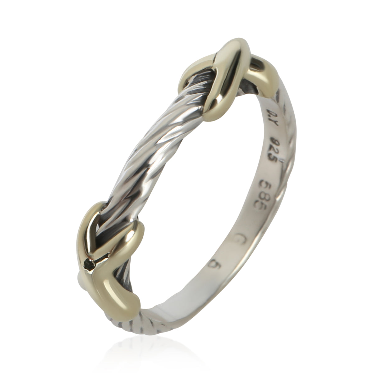 David Yurman Yellow Gold & Sterling Silver  Cable X Ring pv