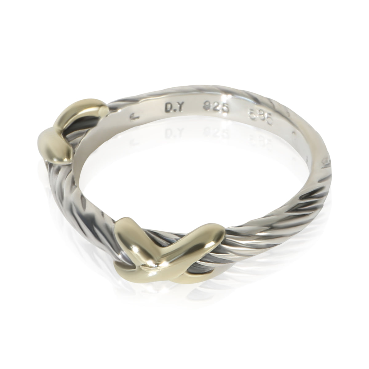 David Yurman Yellow Gold & Sterling Silver  Cable X Ring sv