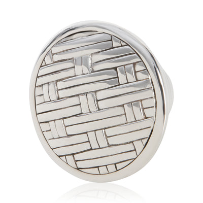 John Hardy Sterling Silver  Basket Weave Ring fv