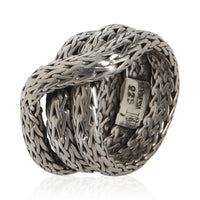 John Hardy Sterling Silver  Classic Chain Crossover Ring bv