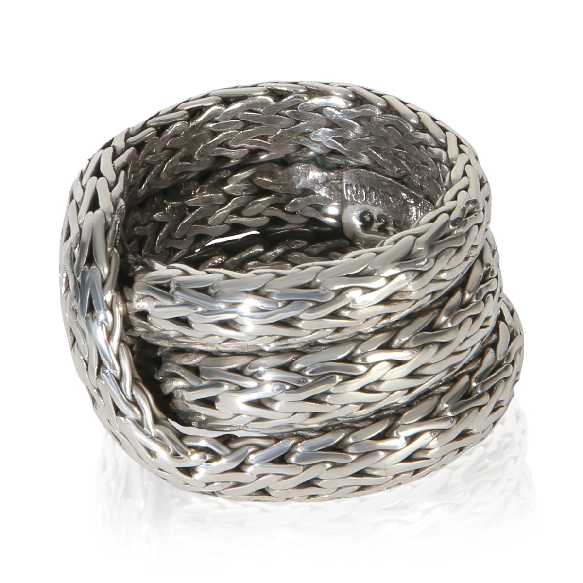 John Hardy Sterling Silver  Classic Chain Crossover Ring sv