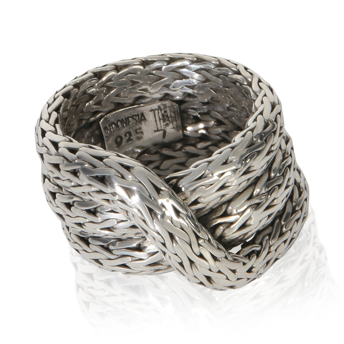 John Hardy Sterling Silver  Classic Chain Crossover Ring fv