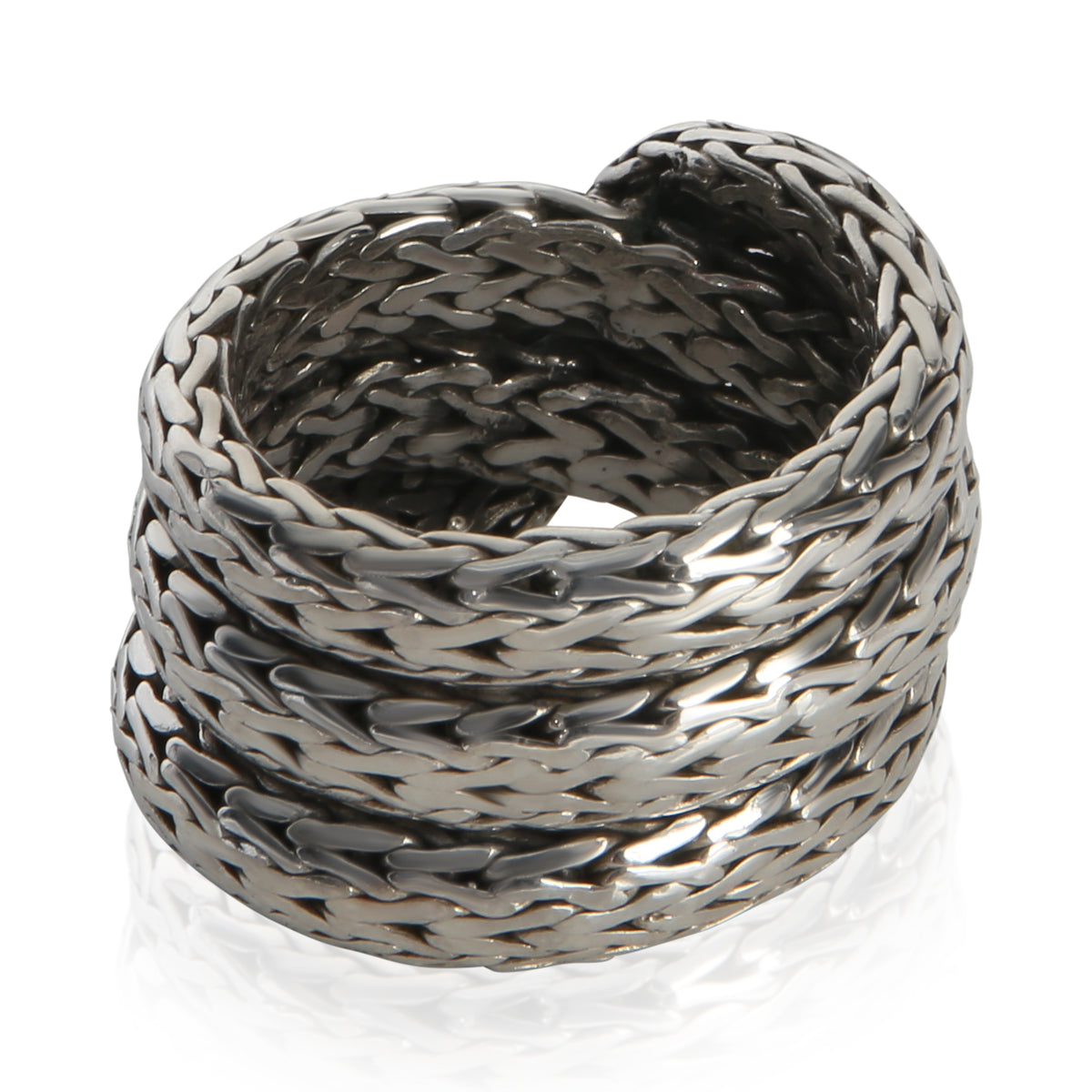 John Hardy Sterling Silver  Classic Chain Crossover Ring pv